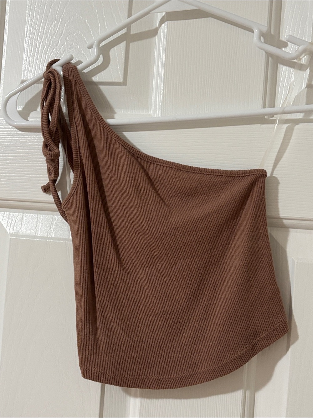 PacSun Teddy Bear Brown One Shoulder Ribbed Crop Top